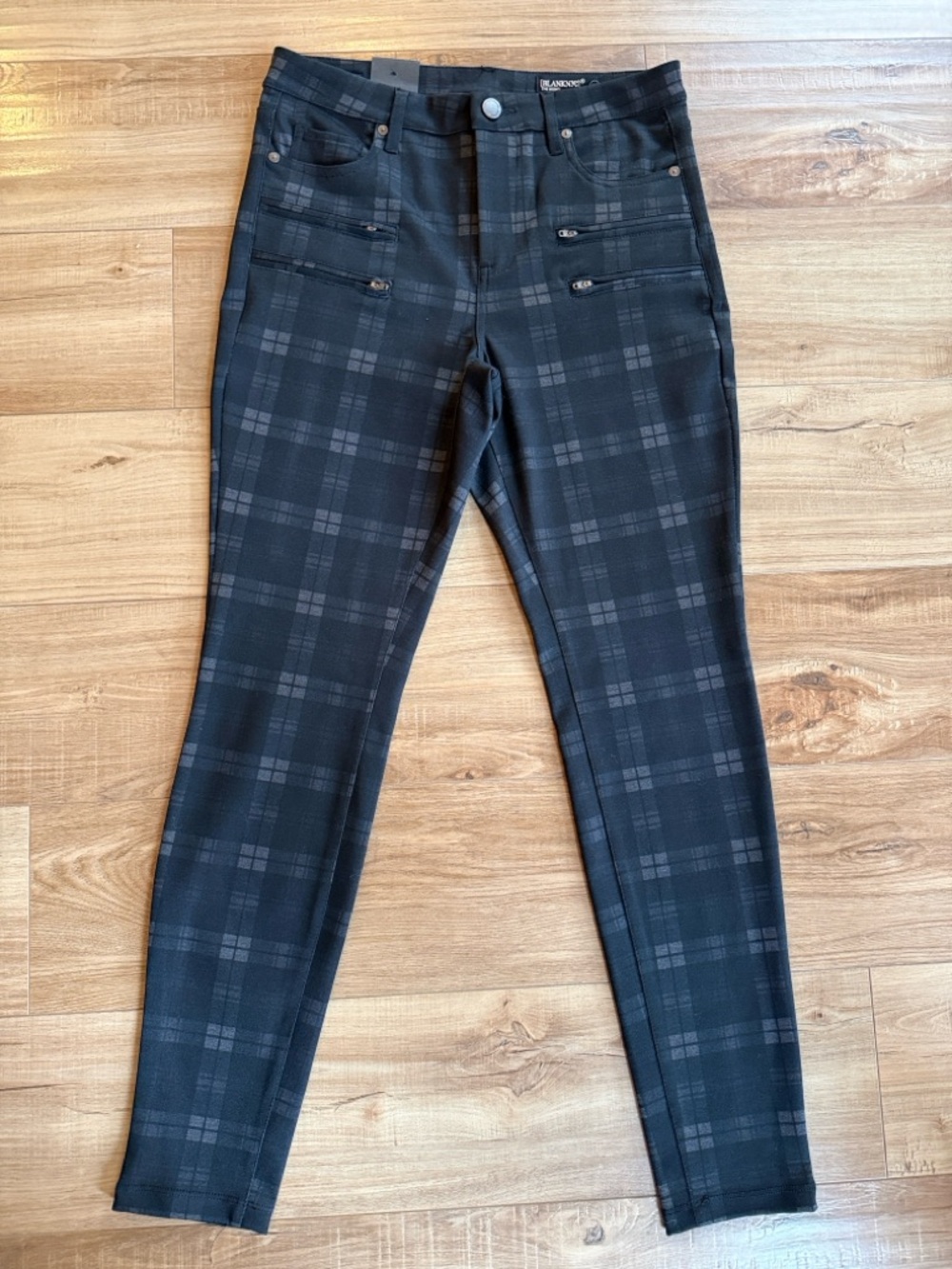 Blank NYC Dark Gray Plaid Skinny Pants